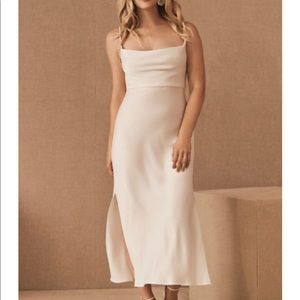 BHLDN Cali Satin Charmeuse Midi Dress Ivory US 10